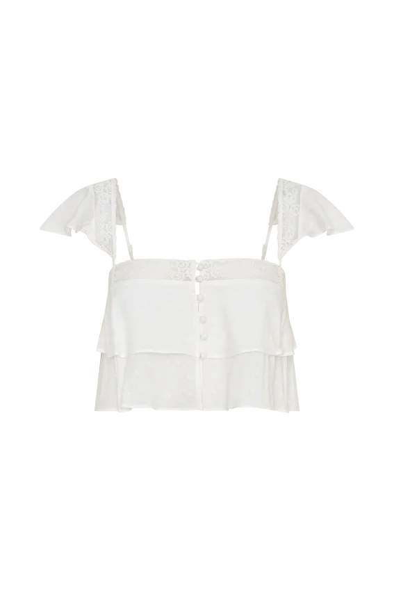 Skylar Lace Sleeveless Crop Top – White Skylar Lace Sleeveless Crop Top – White