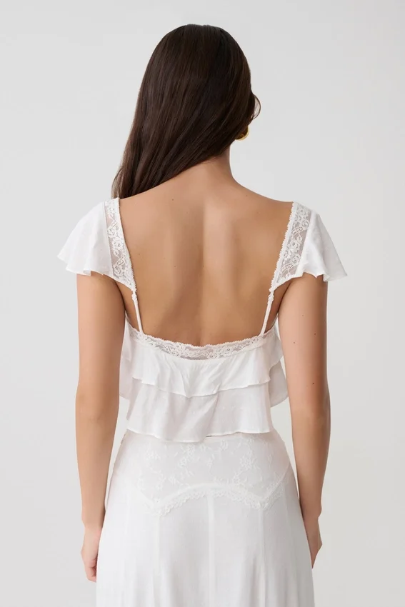 Skylar Lace Sleeveless Crop Top – White Skylar Lace Sleeveless Crop Top – White