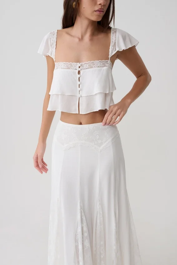 Skylar Lace Sleeveless Crop Top – White Skylar Lace Sleeveless Crop Top – White