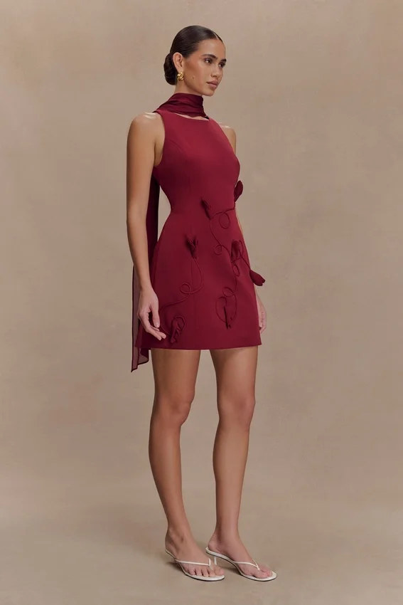 Skyler Suiting Embroidered Mini Dress – Wine Skyler Suiting Embroidered Mini Dress – Wine