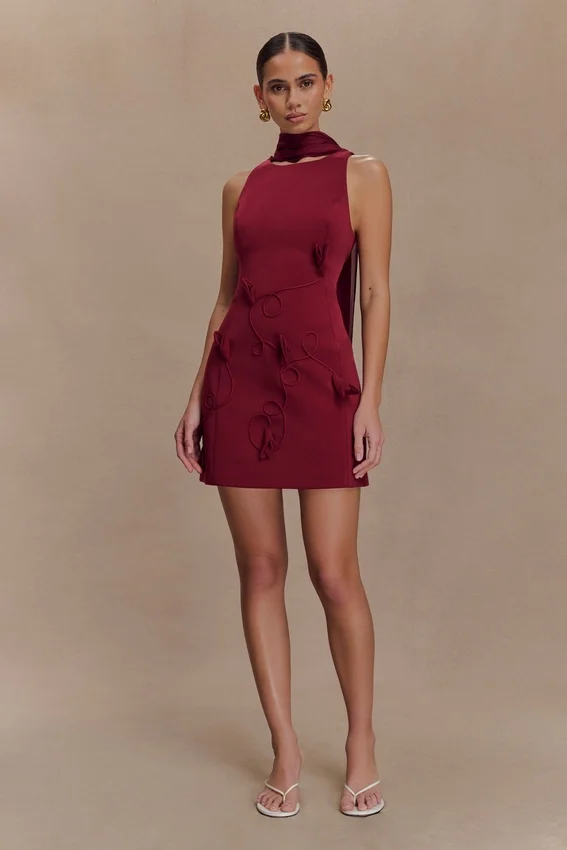 Skyler Suiting Embroidered Mini Dress – Wine Skyler Suiting Embroidered Mini Dress – Wine