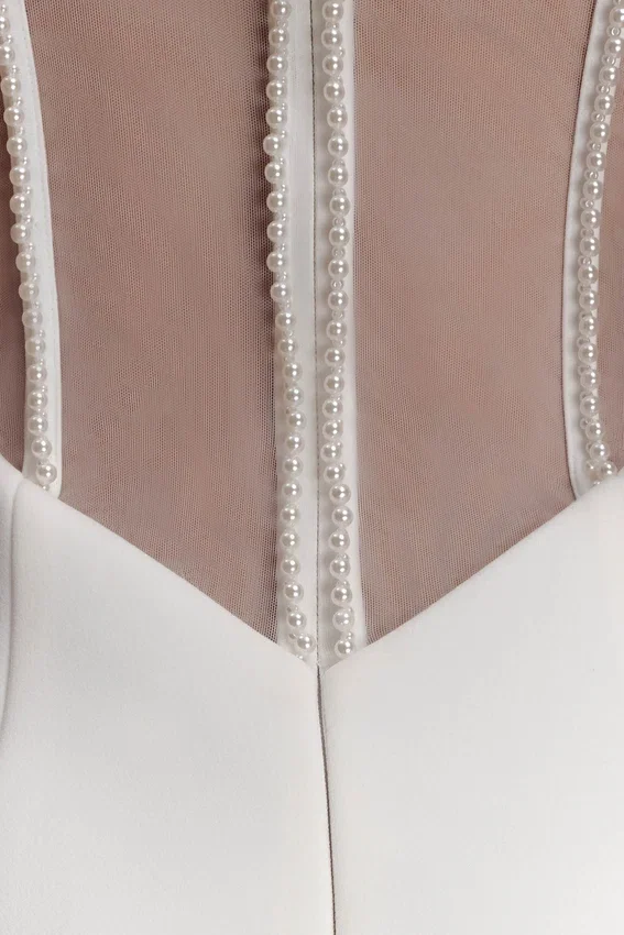 Sloane Strapless Maxi Dress With Pearls – White Sloane Strapless Maxi Dress With Pearls – White