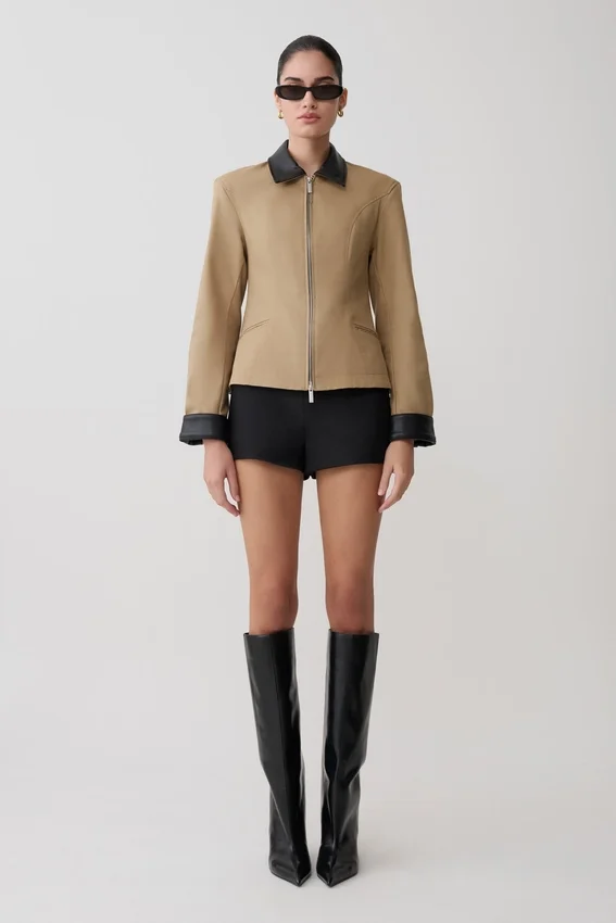 Solange Zip Up Collared Jacket – Natural Solange Zip Up Collared Jacket – Natural