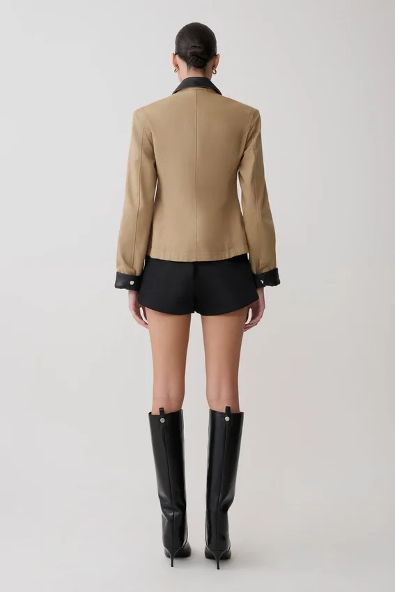 Solange Zip Up Collared Jacket – Natural Solange Zip Up Collared Jacket – Natural