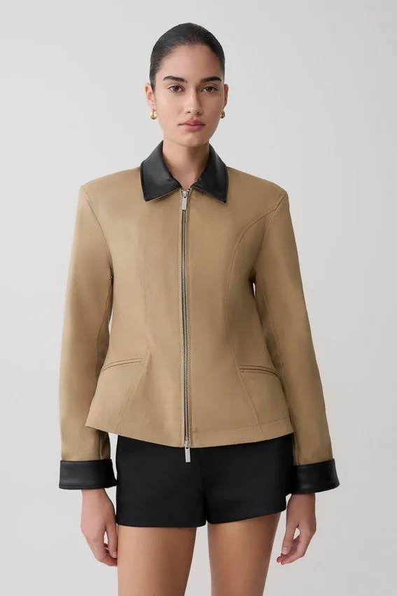 Solange Zip Up Collared Jacket – Natural Solange Zip Up Collared Jacket – Natural