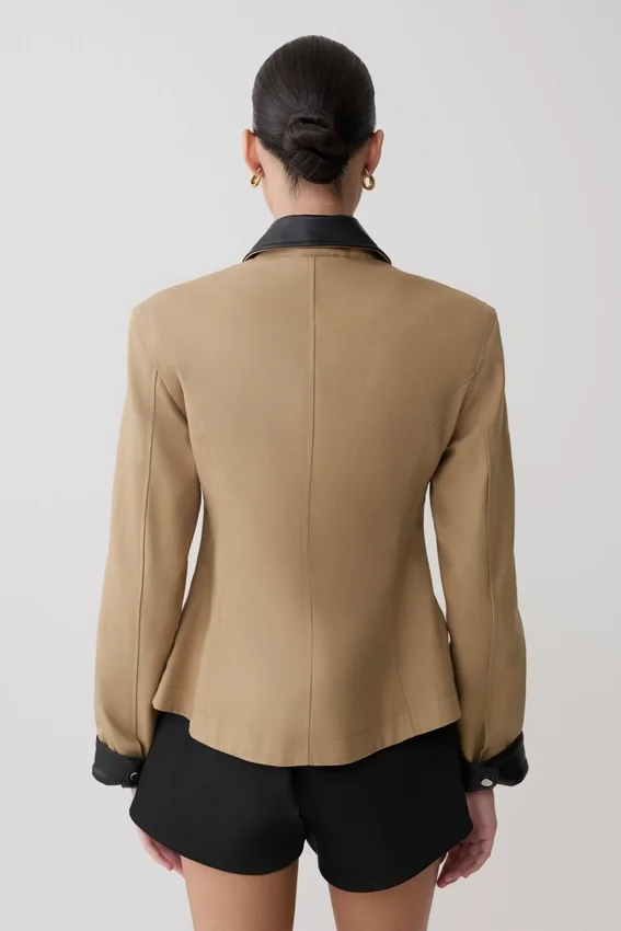 Solange Zip Up Collared Jacket – Natural Solange Zip Up Collared Jacket – Natural