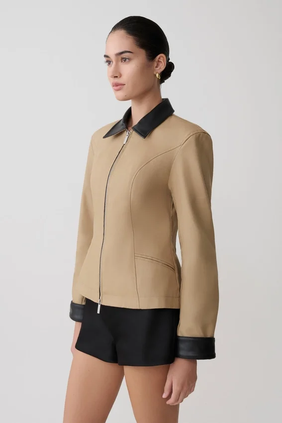 Solange Zip Up Collared Jacket – Natural Solange Zip Up Collared Jacket – Natural
