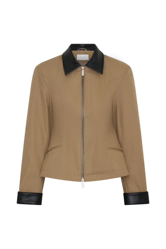 Solange Zip Up Collared Jacket – Natural Solange Zip Up Collared Jacket – Natural
