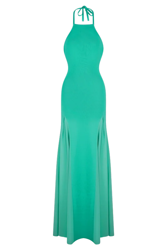 Soleil Knit And Mesh Halter Maxi Dress – Lagoon Soleil Knit And Mesh Halter Maxi Dress – Lagoon