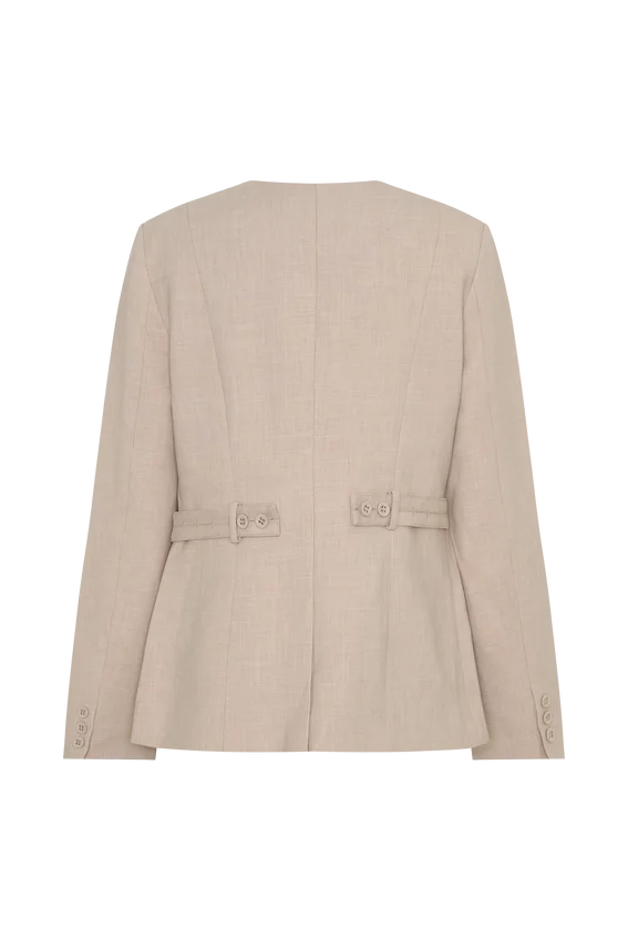 Solenne Collarless Suiting Blazer – Natural Marle Solenne Collarless Suiting Blazer – Natural Marle