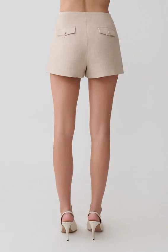 Solenne Suiting Shorts – Natural Marle Solenne Suiting Shorts – Natural Marle