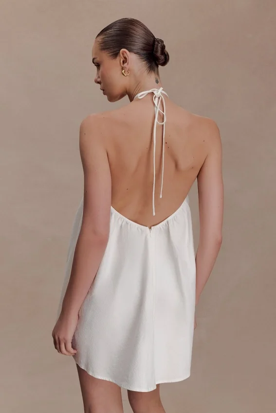Sonja Keyhole Halter Cotton Mini Dress – White Sonja Keyhole Halter Cotton Mini Dress – White
