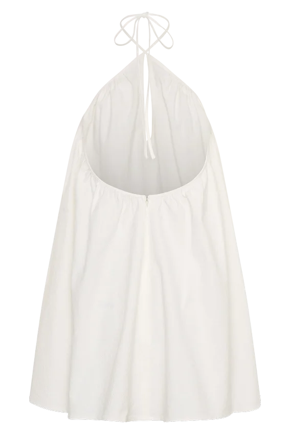 Sonja Keyhole Halter Cotton Mini Dress – White Sonja Keyhole Halter Cotton Mini Dress – White