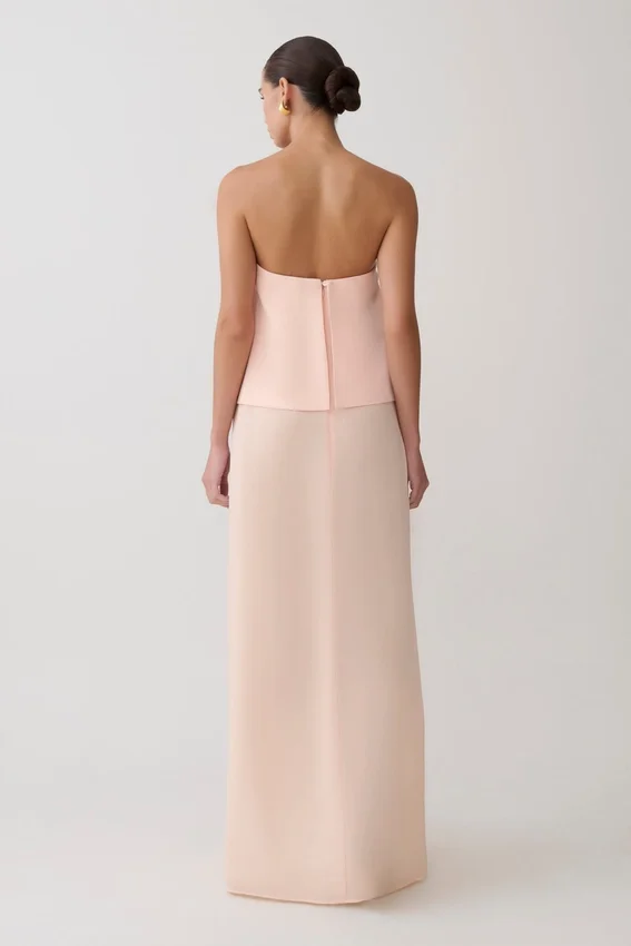 Sophia Satin Strapless Maxi Dress – Peach Sophia Satin Strapless Maxi Dress – Peach