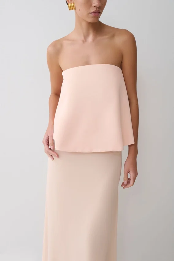 Sophia Satin Strapless Maxi Dress – Peach Sophia Satin Strapless Maxi Dress – Peach