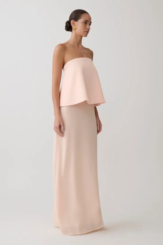 Sophia Satin Strapless Maxi Dress – Peach Sophia Satin Strapless Maxi Dress – Peach