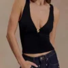 Spencer Slinky Top with Hardware – Black