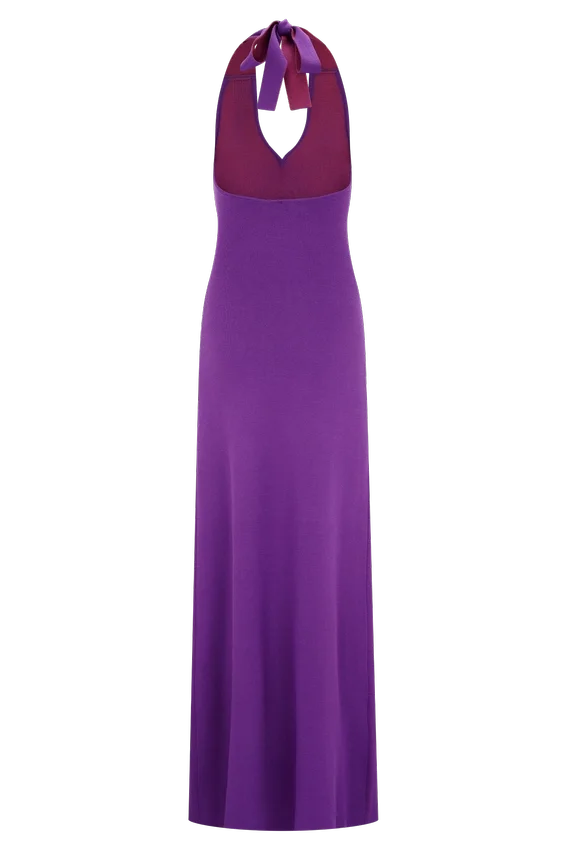 Stacy Knit Halter Maxi Dress – Purple/Red Stacy Knit Halter Maxi Dress – Purple/Red