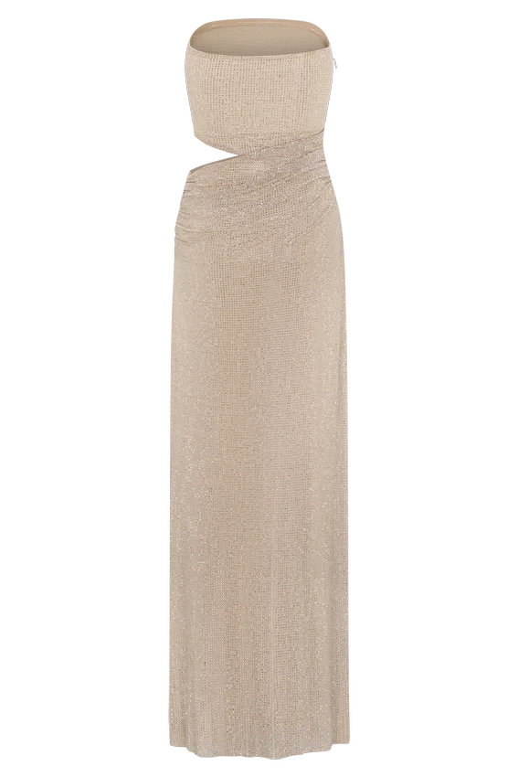 Starla Strapless Diamante Maxi Dress – Gold Starla Strapless Diamante Maxi Dress – Gold