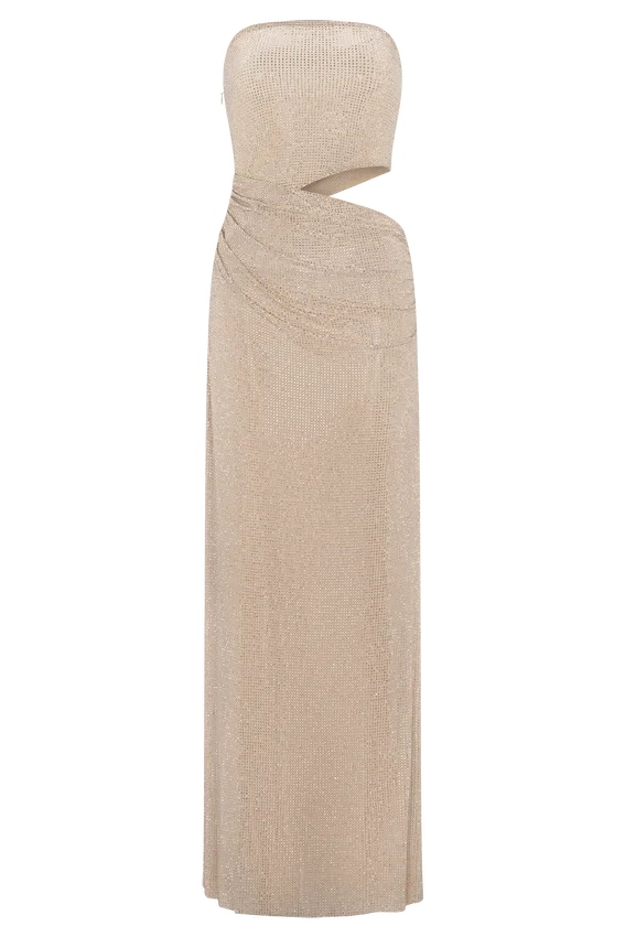 Starla Strapless Diamante Maxi Dress – Gold Starla Strapless Diamante Maxi Dress – Gold