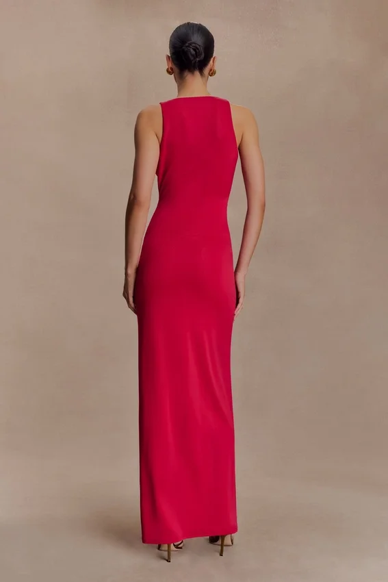 Stella Draped Slinky Maxi Dress – Fuchsia Pink Stella Draped Slinky Maxi Dress – Fuchsia Pink