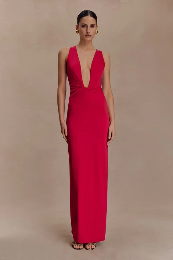Stella Draped Slinky Maxi Dress – Fuchsia Pink Stella Draped Slinky Maxi Dress – Fuchsia Pink