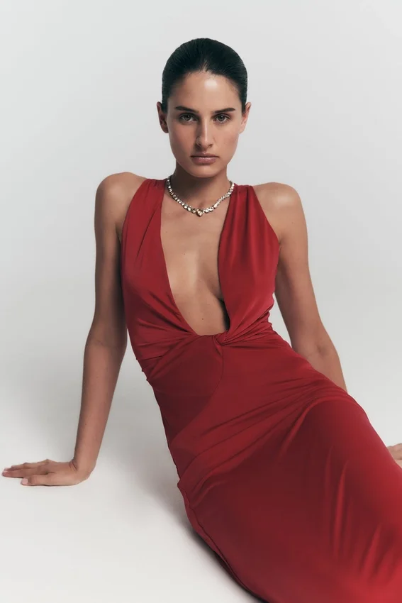 Stella Draped Slinky Maxi Dress – Fuchsia Pink Stella Draped Slinky Maxi Dress – Fuchsia Pink