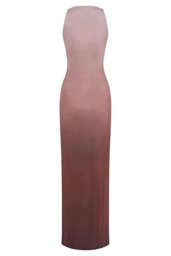 Stella Draped Slinky Maxi Dress – Mocha Ombre Stella Draped Slinky Maxi Dress – Mocha Ombre