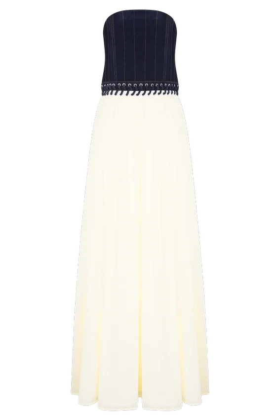 Suella Chiffon Denim Maxi Dress – Indigo Blue Suella Chiffon Denim Maxi Dress – Indigo Blue