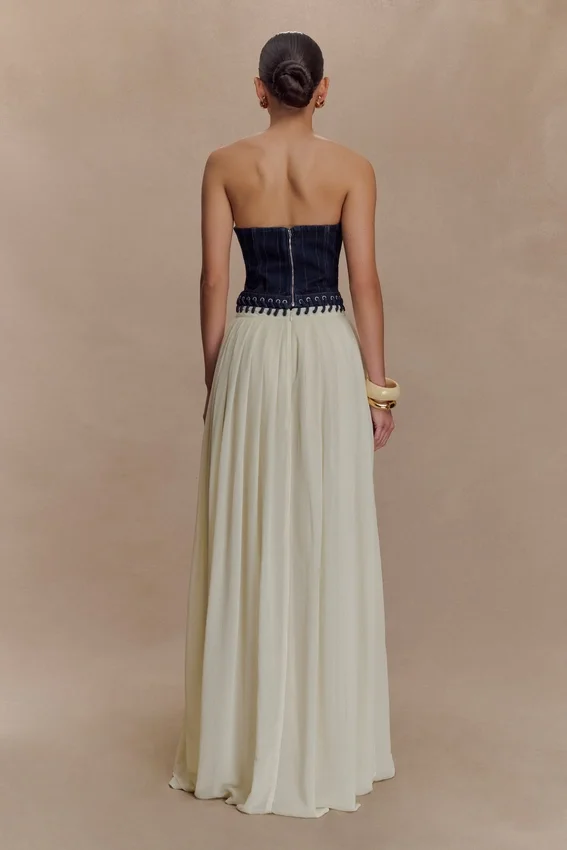 Suella Chiffon Denim Maxi Dress – Indigo Blue Suella Chiffon Denim Maxi Dress – Indigo Blue