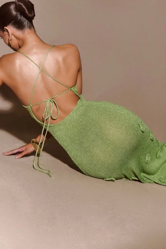 Suki Metallic Knit Maxi Dress – Pastel Green Suki Metallic Knit Maxi Dress – Pastel Green