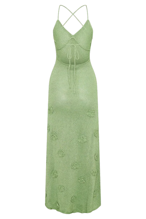 Suki Metallic Knit Maxi Dress – Pastel Green Suki Metallic Knit Maxi Dress – Pastel Green