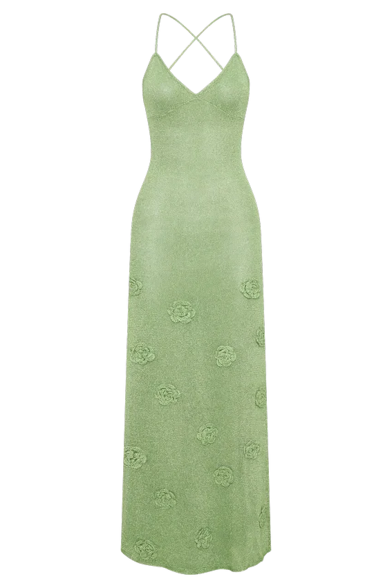 Suki Metallic Knit Maxi Dress – Pastel Green Suki Metallic Knit Maxi Dress – Pastel Green