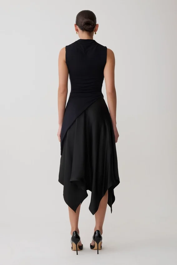 Suong High Neck Gathered Top – Black Suong High Neck Gathered Top – Black