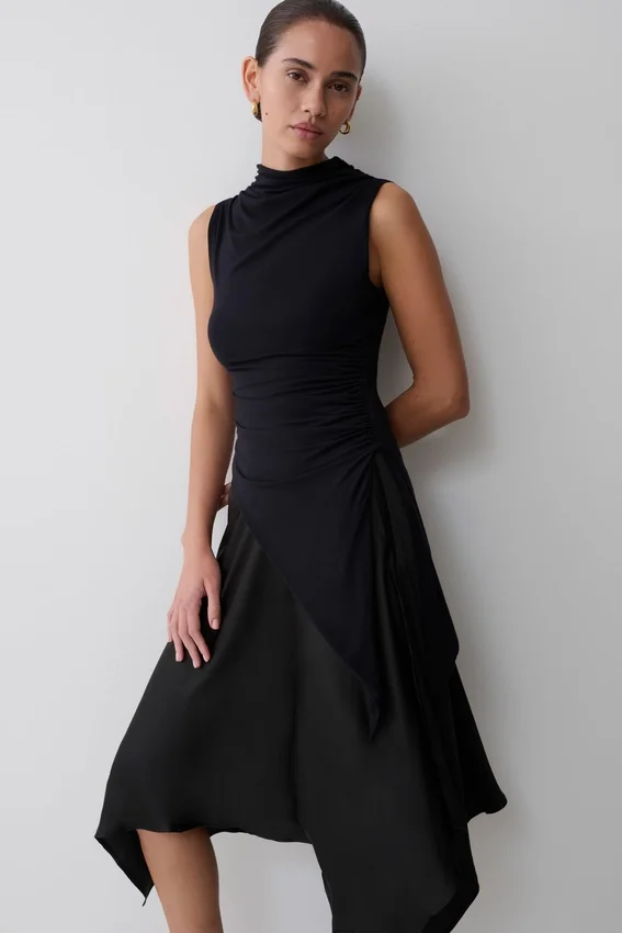 Suong High Neck Gathered Top – Black Suong High Neck Gathered Top – Black