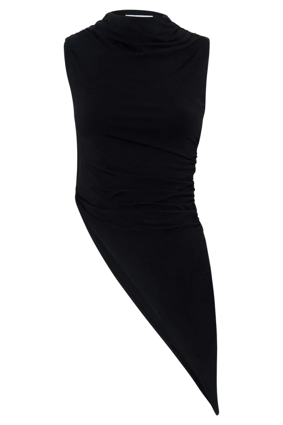 Suong High Neck Gathered Top – Black Suong High Neck Gathered Top – Black