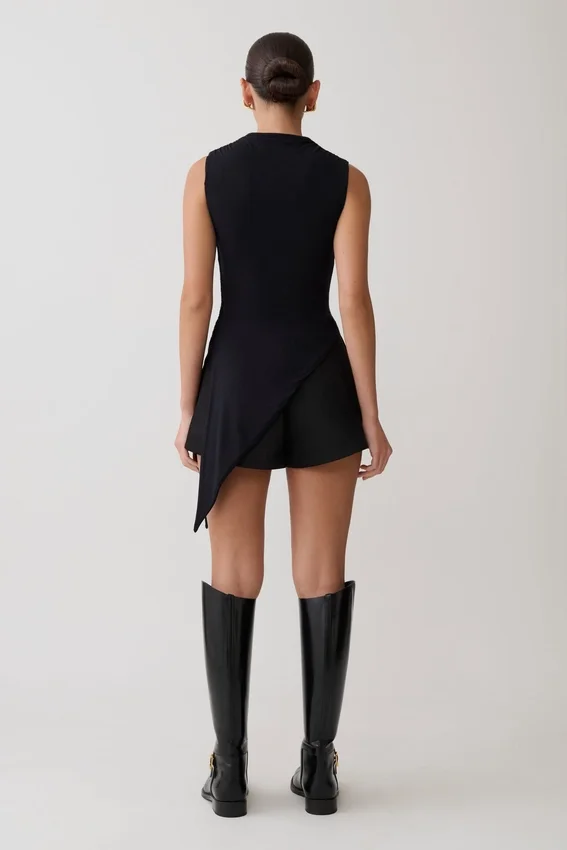 Suong High Neck Gathered Top – Black Suong High Neck Gathered Top – Black