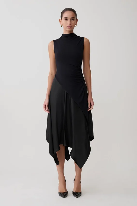 Suong High Neck Gathered Top – Black Suong High Neck Gathered Top – Black