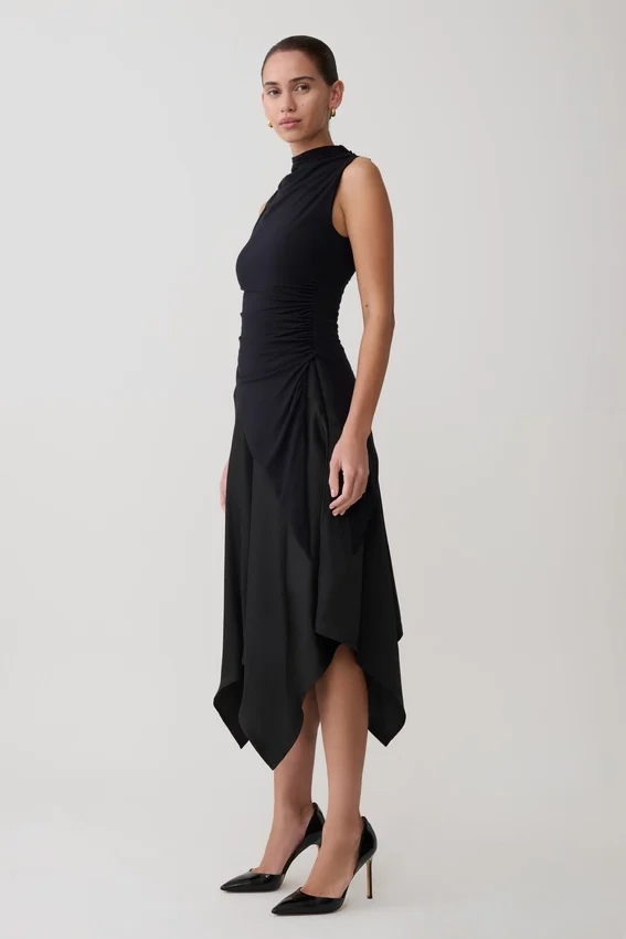 Suong High Neck Gathered Top – Black Suong High Neck Gathered Top – Black