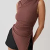 Suong High Neck Gathered Top – Mocha Suong High Neck Gathered Top – Mocha