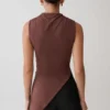Suong High Neck Gathered Top – Mocha Suong High Neck Gathered Top – Mocha