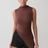 Suong High Neck Gathered Top – Mocha Suong High Neck Gathered Top – Mocha