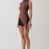 Suong High Neck Gathered Top – Mocha Suong High Neck Gathered Top – Mocha