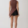 Suong High Neck Gathered Top – Mocha Suong High Neck Gathered Top – Mocha
