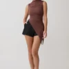 Suong High Neck Gathered Top – Mocha Suong High Neck Gathered Top – Mocha
