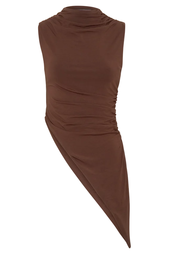 Suong High Neck Gathered Top – Mocha Suong High Neck Gathered Top – Mocha