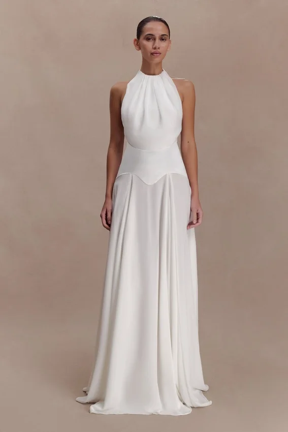 Susan Chiffon Halter Maxi Dress – Ivory Susan Chiffon Halter Maxi Dress – Ivory