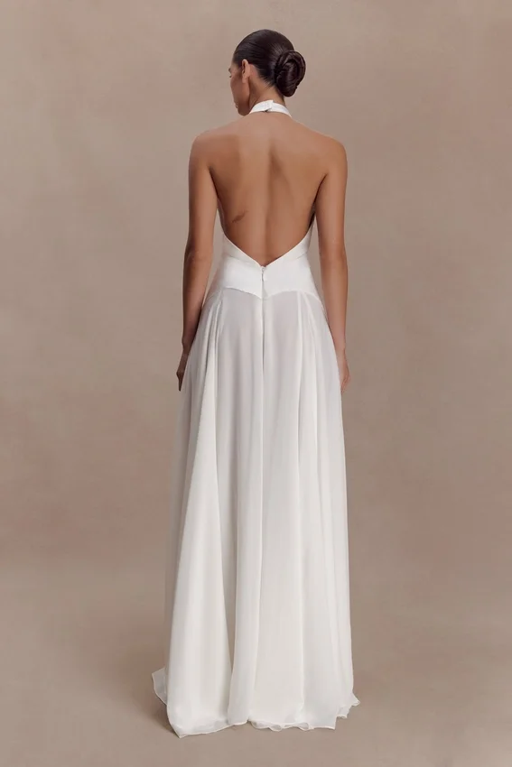 Susan Chiffon Halter Maxi Dress – Ivory Susan Chiffon Halter Maxi Dress – Ivory