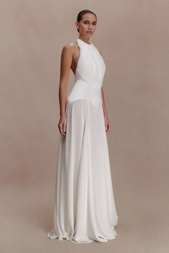 Susan Chiffon Halter Maxi Dress – Ivory Susan Chiffon Halter Maxi Dress – Ivory