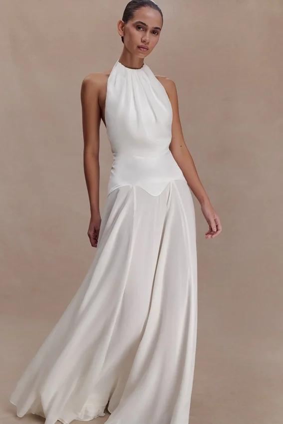 Susan Chiffon Halter Maxi Dress – Ivory Susan Chiffon Halter Maxi Dress – Ivory